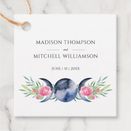 Maanfase Roze Rozen Bloemen Metafysische Bruiloft Bedankjes Labels