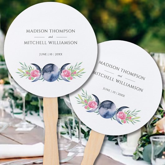 Maanfase Roze Rozen Bloemen Metafysische Bruiloft Handwaaier