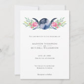 Maanfase Roze Rozen Bloemen Metafysische Bruiloft Kaart (Voorkant)