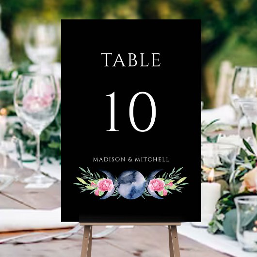 Maanfase Roze Rozen Bloemen Metafysische Bruiloft Kaart