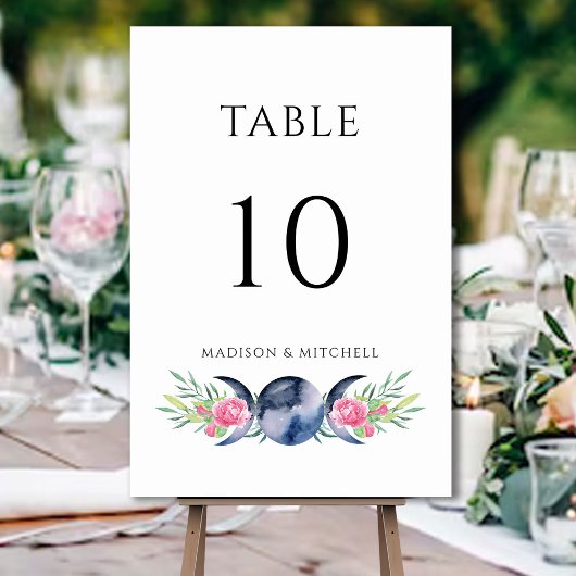 Maanfase Roze Rozen Bloemen Metafysische Bruiloft Kaart