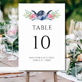 Maanfase Roze Rozen Bloemen Metafysische Bruiloft Kaart