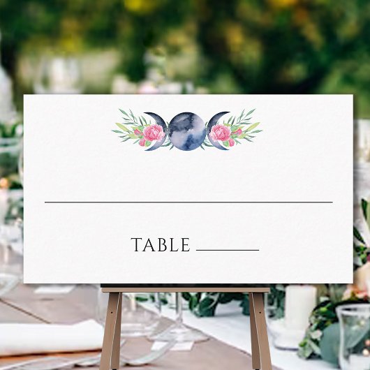 Maanfase Roze Rozen Bloemen Metafysische Bruiloft Plaatskaartje