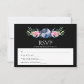 Maanfase Roze Rozen Bloemen Metafysische Bruiloft RSVP Kaartje (Voorkant)