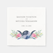 Maanfase Roze Rozen Bloemen Metafysische Bruiloft Servet (Voorkant)