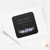 Maanfase Roze Rozen Bloemen Metafysische Bruiloft Vierkante Sticker (Envelop)