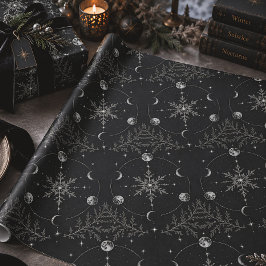 Maanfase Sneeuwvlok Hemels Kerstmis Cadeaupapier