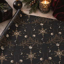 Maanfase Sneeuwvlok Hemels Kerstmis Cadeaupapier