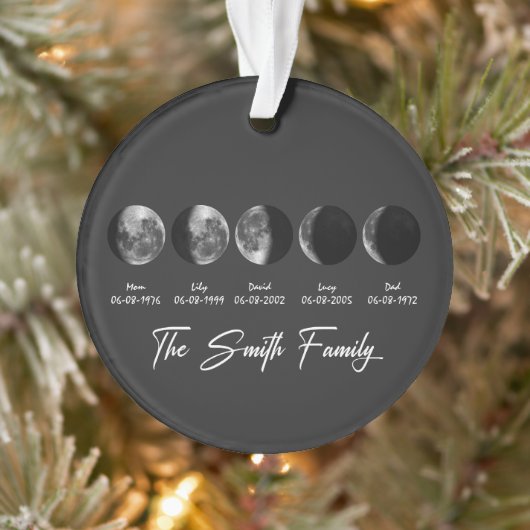 Maanfase The Smith Family – Aangepaste Namen & Dat Ornament (Boom)