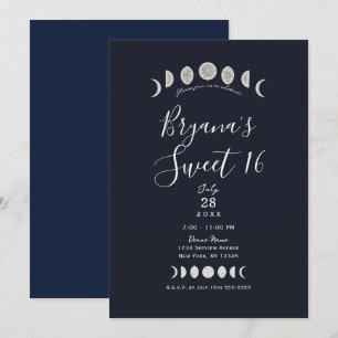 Maanfasen Blauwe Astrologie Hemels Sweet 16 Kaart