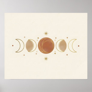 Maanfasen Boho Badkamer Muur Kunst Poster