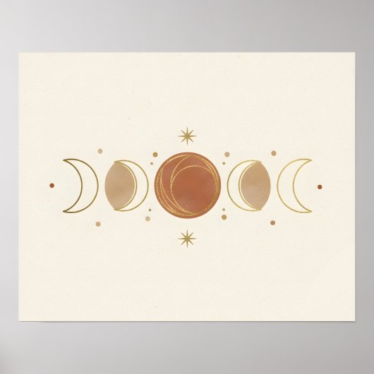 Maanfasen Boho Badkamer Muur Kunst Poster (Voorkant)