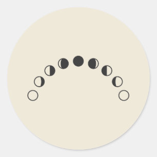Maanfasen Boog Minimalistische Maan Tekening Ronde Sticker