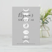 Maanfasen Cycli Grijs & Wit Sweet 16 Kaart (Staand voorkant)