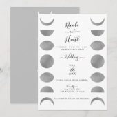 Maanfasen Cycli Zilver Grijs & Wit Trouwen   Kaart (Voorkant / Achterkant)