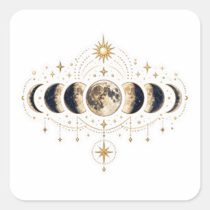 Maanfasen Hemels Gouden Kunstwerk Sticker