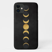 Maanfasen in goud met zwarte getextureerde achterg Case-Mate iPhone case (Achterkant)