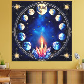 Maanfasen Kristal Kosmos Canvas Afdruk (Insitu (Woonkamer))