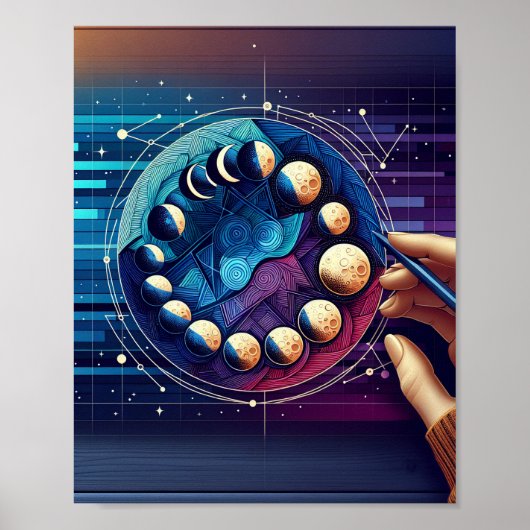 Maanfasen Kunstposter Poster (Voorkant)