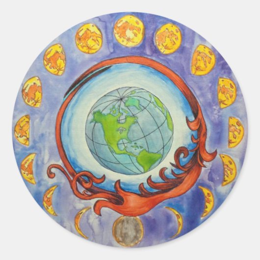 maanfasen ronde sticker (Voorkant)