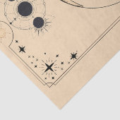 Maanfasen tarotkaart wolken benauwd oud tissuepapier (Detail)