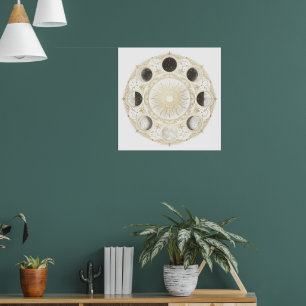 Maanfasen Zon Mandala Kunstprint Hemelse Wand Poster