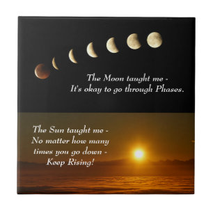 Maanfasen Zonsopgang Inspirerende Quote Tegeltje