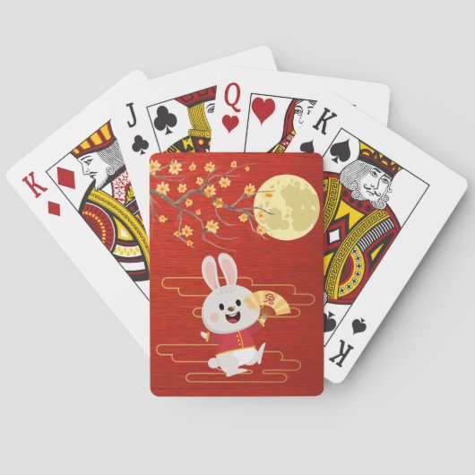 Maanfeest Konijn Pokerkaarten (Achterkant)