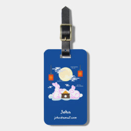 Maanfeest Maan Konijn Maan Koek Wolken Bagagelabel