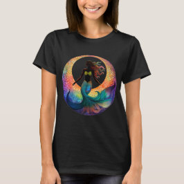 Maangodin Silhouet van Zeemeermin | Kleurrijk Graf T-shirt