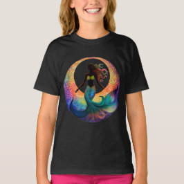 Maangodin Silhouet van Zeemeermin | Kleurrijk Graf T-shirt