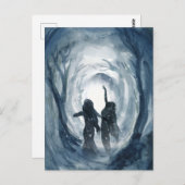 Maangodin viert sterbos blauwe waterverf briefkaart (Voorkant / Achterkant)