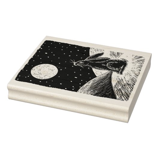 Maanhaas in de sneeuw rubberstempel (Stempel)