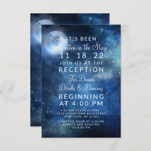 Maanhemel Volle Maan Hemelse Trouwreceptie Kaart (Voorkant / Achterkant)