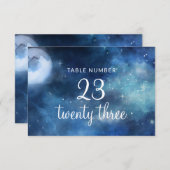 Maanhemel Volle Maan Sterren Bruiloft Tafel Nummer Kaart (Voorkant / Achterkant)
