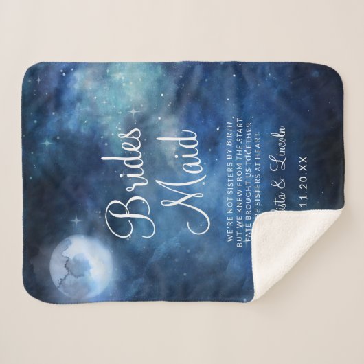 Maanhemel Volle Maan Sterren naar de Bruidsmeisje  Sherpa Deken (Voorkant (horizontaal))