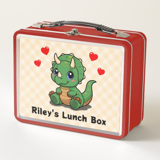 Maanierlijke dinosauruslunchbox – naam toevoegen (Voorkant)