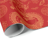 Maanjaar 2024 Chinees drakenpatroon Cadeaupapier (Rol Hoek)