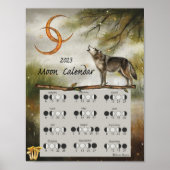 MAANKALENDER 2023, Wolf Maan Donker Woud, Wicca Poster (Voorkant)