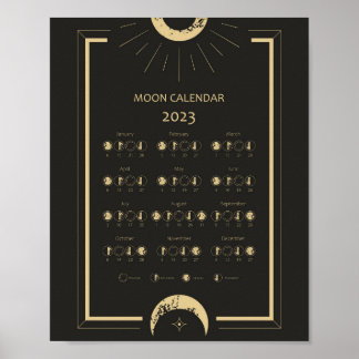 Maankalender Poster 2023 met maanfasen