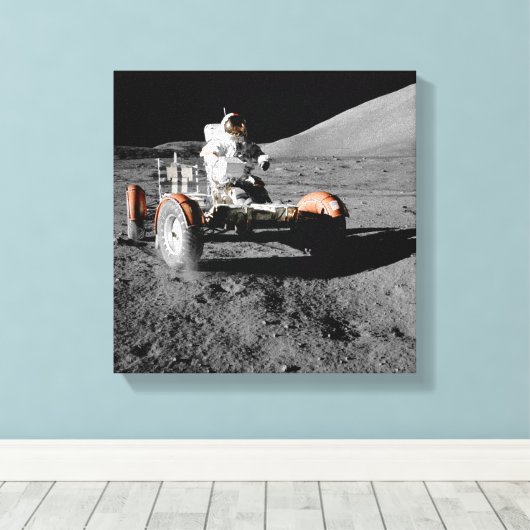 maanlanding astronaut buggy space canvas afdruk (Insitu (Houten vloer))