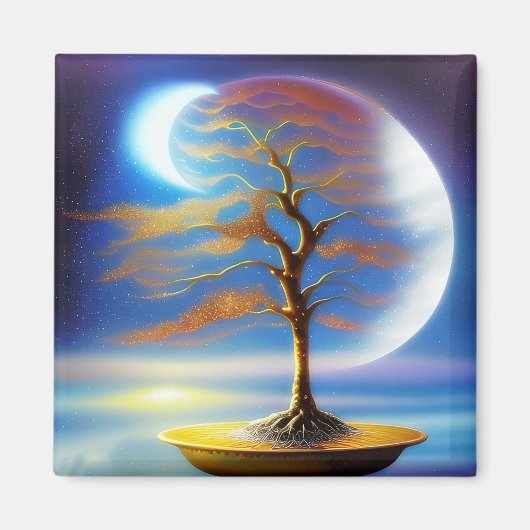 Maanlandschap bonsai magneet (Voorkant)