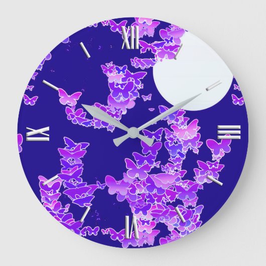 Maanlandschap met vlinders - lila, donkerblauw grote klok (Voorkant)