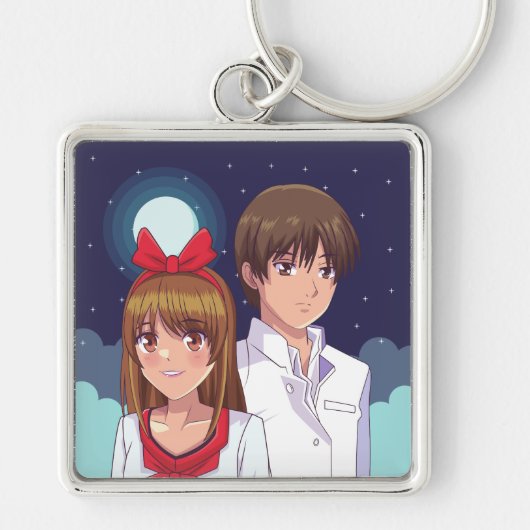 Maanlicht Anime Duo Illustratie Sleutelhanger (Voorkant)