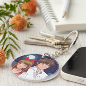 Maanlicht Anime Duo Illustratie Sleutelhanger (Voorkant Rechts)