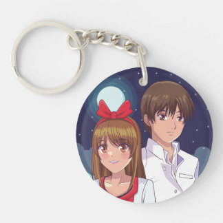Maanlicht Anime Duo Illustratie Sleutelhanger