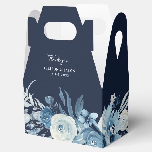 maanlicht blauw waterverf bloemenbruiloft gunst do bedankdoosjes (Geopend)