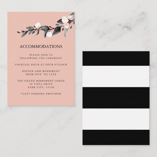 maanlicht | BRUILOFT Hotel Accommodatie roze Informatiekaartje (Voorkant / Achterkant)