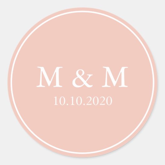 maanlicht | Bruiloft Klassiek Monogram Ronde Sticker (Voorkant)