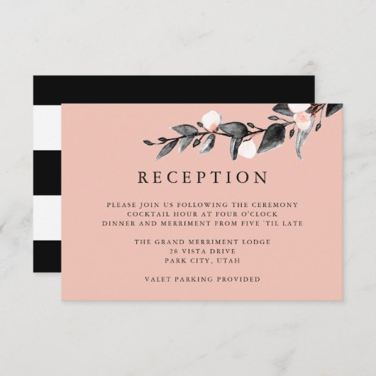 maanlicht | BRUILOFT RECEPTIE BEHUIZING roze Kaart (Voorkant / Achterkant)